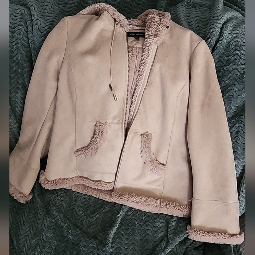 Jones New York plush Suede and Faux Fur lined with Hood.